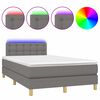 vidaXL Box spring postel s matrac&iacute; a LED tmavě &scaron;ed&aacute; 120x200 cm textil