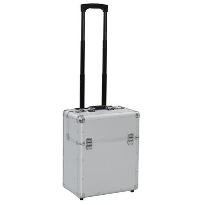 vidaXL Pilotní kufr na kolečkách 39 x 47 x 25 cm stříbrný hliníkový