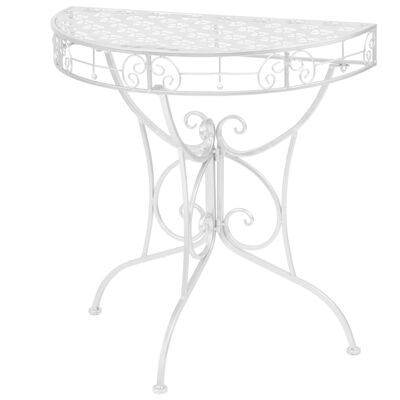 vidaXL Odkládací stolek vintage půlkruhový kovový 72x36x74 cm stříbrný