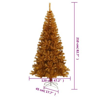 vidaXL Umělý vánoční stromek se stojanem zlatý 210 cm PET