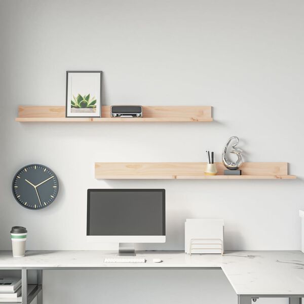 vidaXL N&aacute;stěnn&eacute; police 2 ks 110x11x9 cm masivn&iacute; borov&eacute; dřevo