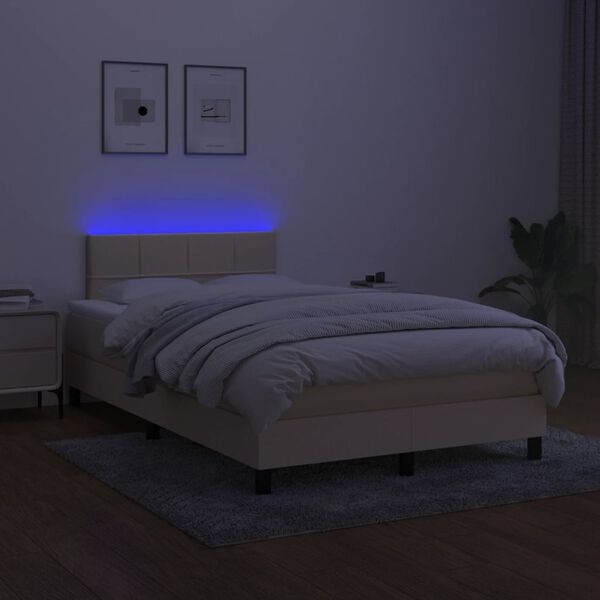 vidaXL Box spring postel s matrac&iacute; a LED kr&eacute;mov&aacute; 120x190 cm textil