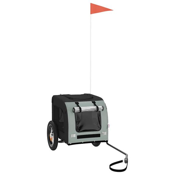 vidaXL Vozík za kolo pro psa šedý a černý oxfordská tkanina a železo