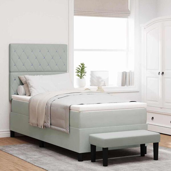 vidaXL Postel s boxspringem s matrac&iacute; Světle &scaron;ed&aacute; 100 x 200 cm samet