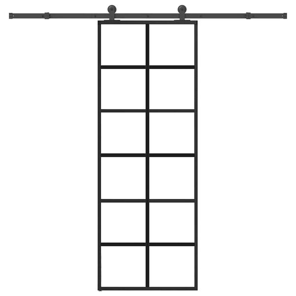 vidaXL Posuvn&eacute; dveře s kov&aacute;n&iacute;m 76x205 cm ESG sklo a hlin&iacute;k