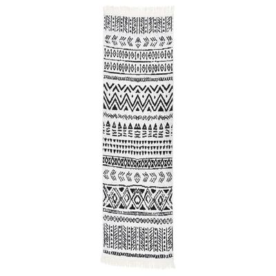 vidaXL Koberec černobílý 80 x 300 cm bavlna