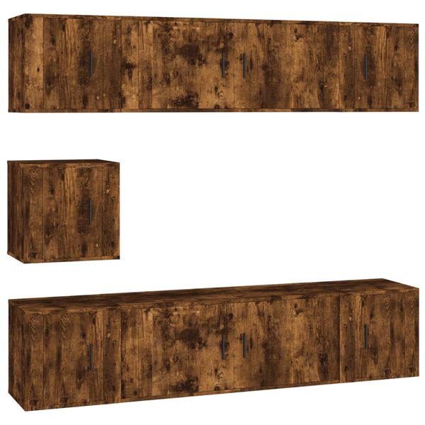 vidaXL 7d&iacute;ln&yacute; set TV skř&iacute;něk kouřov&yacute; dub kompozitn&iacute; dřevo