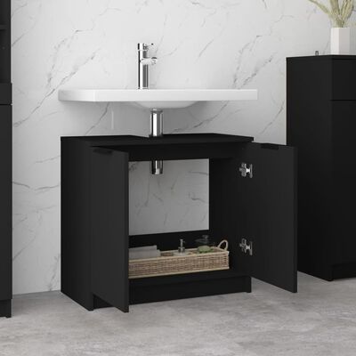 vidaXL Koupelnová skříňka černá 64,5 x 33,5 x 59 cm kompozitní dřevo