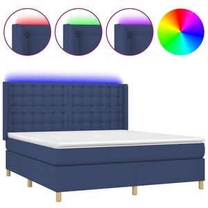 vidaXL Box spring postel s matrac&iacute; a LED modr&aacute; 160x200 cm textil