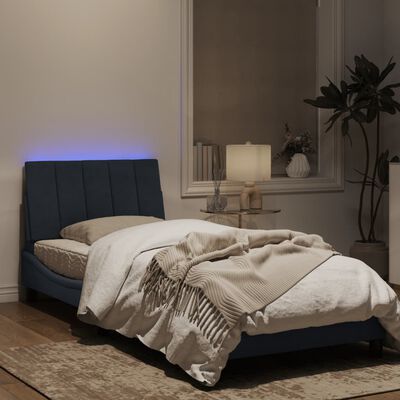 vidaXL Rám postele s LED osvětlením tmavě šedý 90 x 200 cm samet