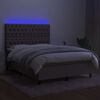 vidaXL Box spring postel s matrac&iacute; a LED taupe 140x200 cm textil