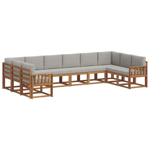 vidaXL Venkovn&iacute; pohovkov&aacute; souprava 10 pcs Př&iacute;rodn&iacute; a světle &scaron;ed&aacute;