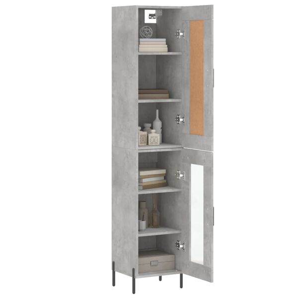 vidaXL Skř&iacute;ň highboard betonově &scaron;ed&aacute; 34,5x34x180 cm kompozitn&iacute; dřevo