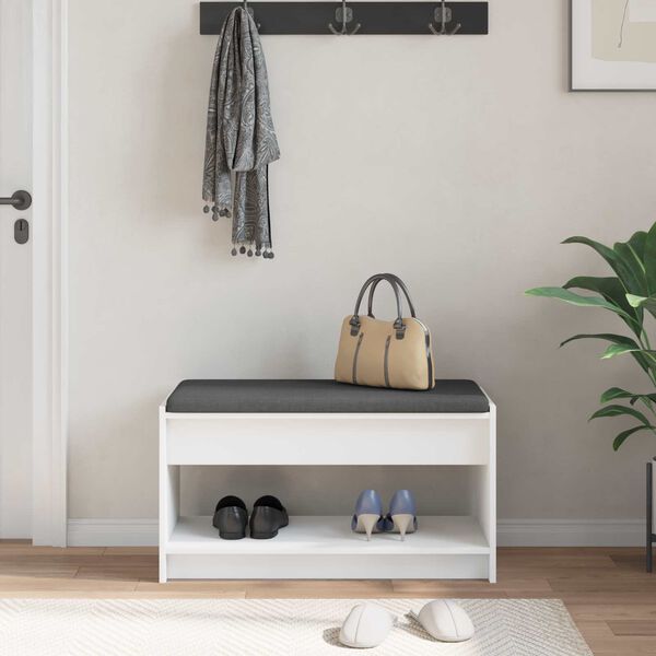 vidaXL Chodbičkov&aacute; lavice s pol&scaron;t&aacute;řem s polic&iacute; B&iacute;l&yacute; 83 x 38 x 45 cm