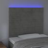 vidaXL Čelo postele s LED světle šedé 80x5x118/128 cm samet