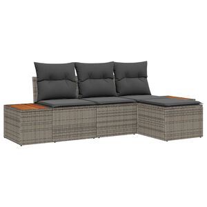 vidaXL Sada zahradn&iacute;ch pohovek s pol&scaron;t&aacute;řem 4 pcs &Scaron;ed&aacute; polyratan