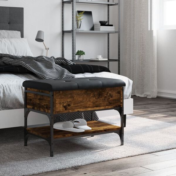 vidaXL Lavice s botn&iacute;kem kouřov&yacute; dub 62 x 42 x 45 cm kompozitn&iacute; dřevo