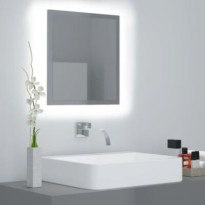 vidaXL LED koupelnové zrcadlo šedé vysoký lesk 40x8,5x37 cm akrylové