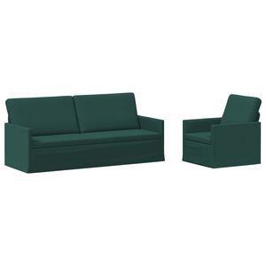 vidaXL Set pohovek 2 pcs Tmavě zelen&aacute; Textil