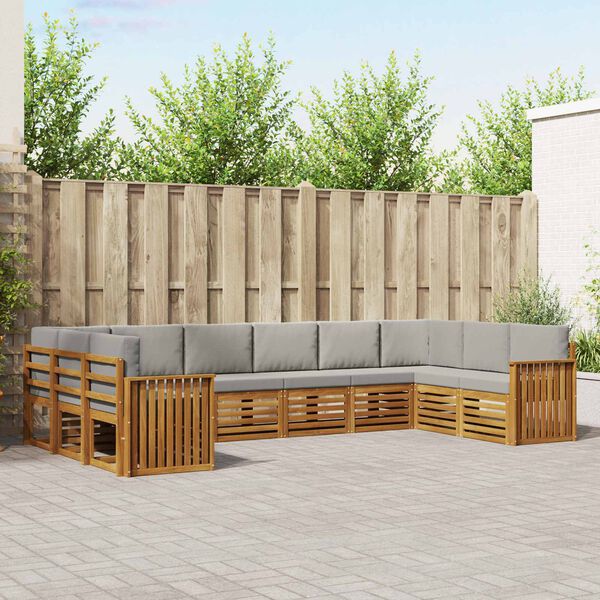 vidaXL Rohov&aacute; sofa sada s pol&scaron;t&aacute;řem 10 pcs Př&iacute;rodn&iacute; a světle &scaron;ed&aacute;