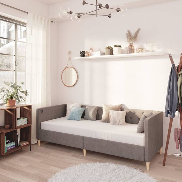 vidaXL V&aacute;lenda s matrac&iacute; a USB světle &scaron;ed&aacute; textil 90 x 200 cm