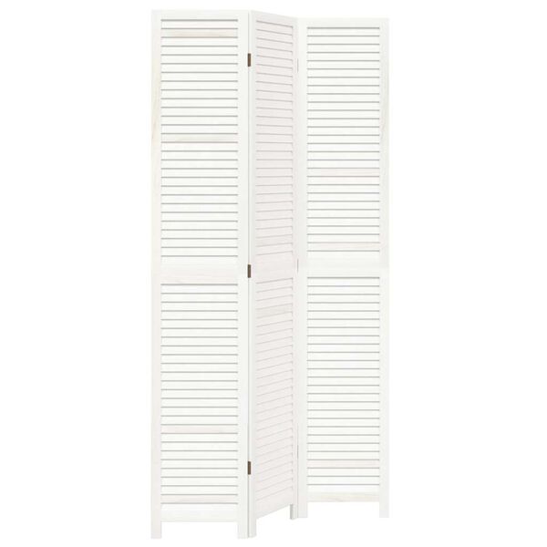 vidaXL Parav&aacute;n 3d&iacute;ln&yacute; b&iacute;l&yacute; masivn&iacute; dřevo pavlovnie