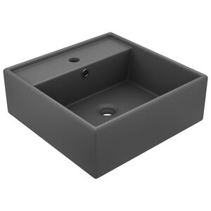 vidaXL Luxusn&iacute; umyvadlo přepad čtvercov&eacute; matn&eacute; tmavě &scaron;ed&eacute; 41x41 cm