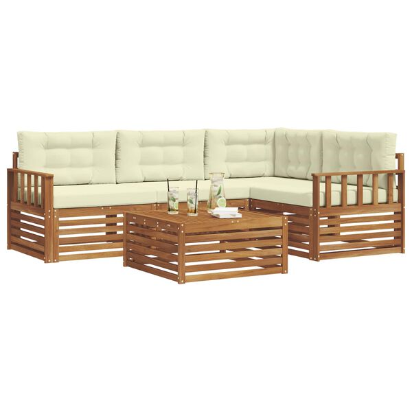 vidaXL Venkovn&iacute; pohovkov&aacute; souprava 5 pcs Přirozen&aacute; a Kr&eacute;mov&aacute;