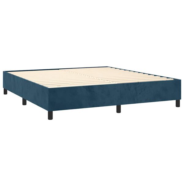 vidaXL Box spring postel s matrac&iacute; tmavě modr&aacute; 180x200 cm samet