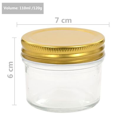 vidaXL Zavařovací sklenice se zlatými víčky 48 ks 110 ml