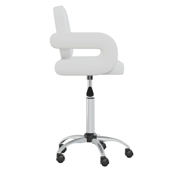 vidaXL Otočn&aacute; j&iacute;deln&iacute; židle b&iacute;l&aacute; uměl&aacute; kůže