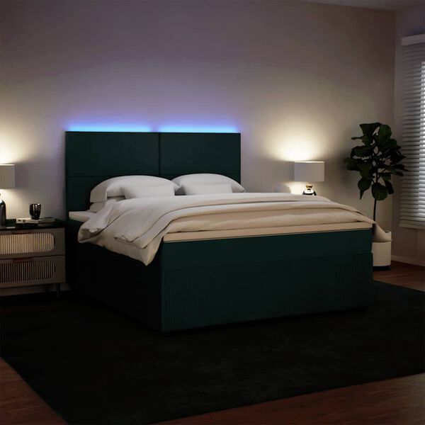 vidaXL Box spring postel s matrac&iacute; tmavě zelen&aacute; 180x200 cm samet