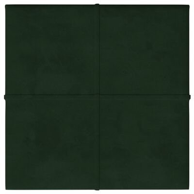vidaXL Nástěnné panely 12 ks tmavě zelené 30 x 30 cm samet 1,08 m²