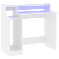vidaXL Psací stůl s LED světly bílý 97 x 45 x 90 cm kompozitní dřevo