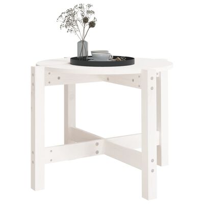 vidaXL Konferenční stolek bílý Ø 62,5 x 45 cm masivní borové dřevo