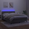 vidaXL Box spring postel s matrac&iacute; a LED světle &scaron;ed&aacute; 140x200 cm samet