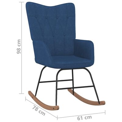 vidaXL Houpací křeslo se stoličkou modré textil