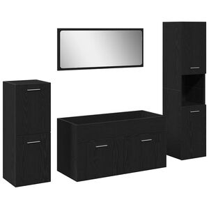 vidaXL Sada koupelnov&eacute;ho n&aacute;bytku 4 pcs Čern&yacute; dub kompozitn&iacute; dřevo