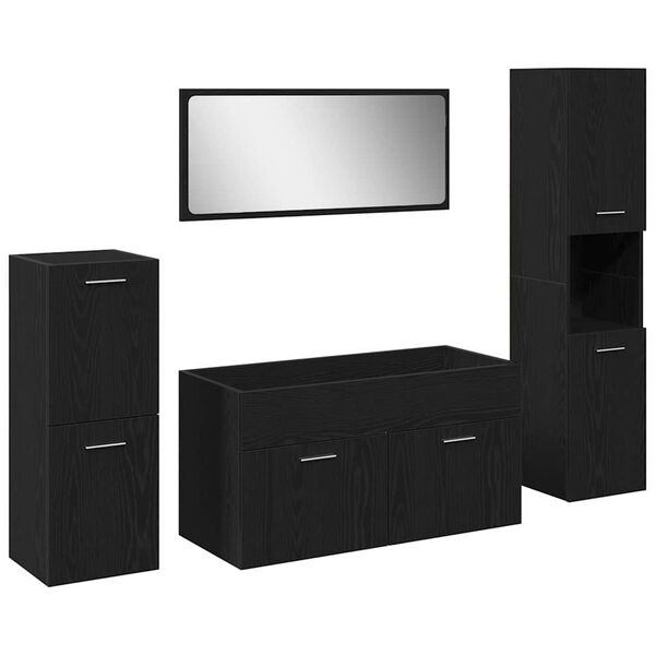 vidaXL Sada koupelnov&eacute;ho n&aacute;bytku 4 pcs Čern&yacute; dub kompozitn&iacute; dřevo