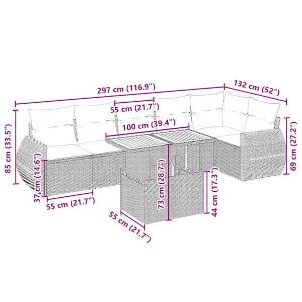 vidaXL 7d&iacute;ln&aacute; zahradn&iacute; sedac&iacute; souprava s podu&scaron;kami b&eacute;žov&aacute; polyratan