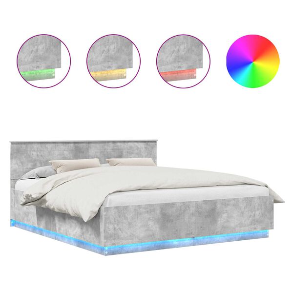 vidaXL R&aacute;m postele s čelo Betonově &scaron;ed&aacute; 200 x 200 cm kompozitn&iacute; dřevo