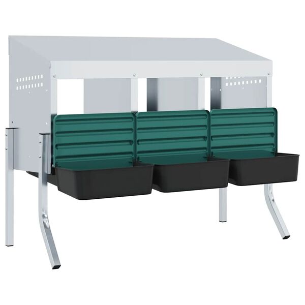 vidaXL Hn&iacute;zdo pro kuřata se 3 přihr&aacute;dkami a nohami, pozinkovan&aacute; ocel