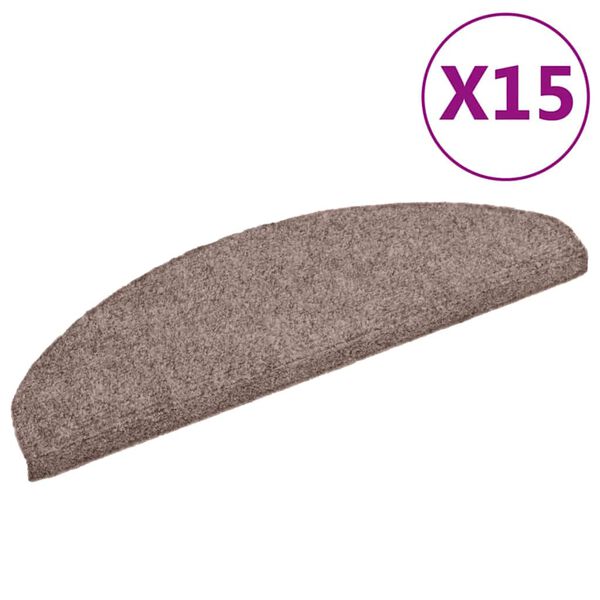vidaXL Schodov&eacute; rohože samolepic&iacute; 15 ks 65 x 21 x 4 cm světle hněd&eacute;, půlkulat&eacute;, velk&eacute;
