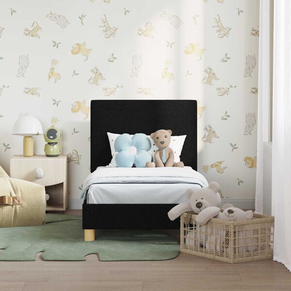 vidaXL R&aacute;m postele pro batole s čelem s čelo Čern&aacute; 70 x 140 cm textil