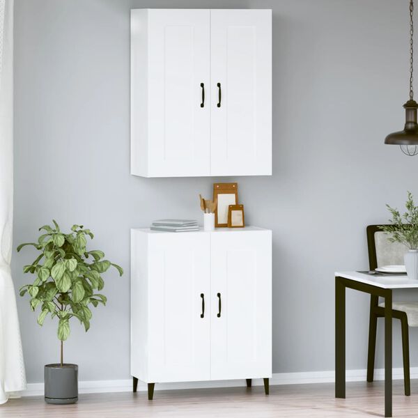 vidaXL Skř&iacute;ň highboard b&iacute;l&aacute; 69,5 x 34 x 180 cm kompozitn&iacute; dřevo