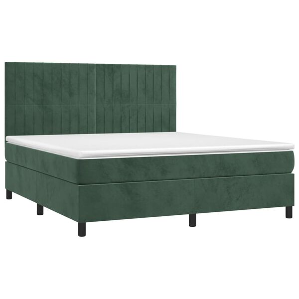 vidaXL Box spring postel s matrac&iacute; tmavě zelen&aacute; 180x200 cm samet