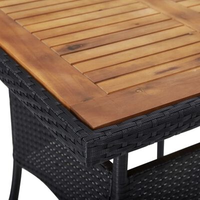 vidaXL Zahradní jídelní stůl černý polyratan a masivní akáciové dřevo