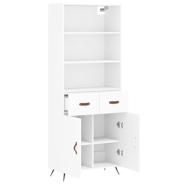 vidaXL Skř&iacute;ň highboard b&iacute;l&aacute; 69,5 x 34 x 180 cm kompozitn&iacute; dřevo