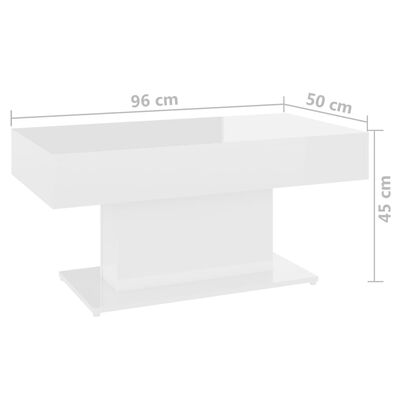 vidaXL Konferenční stolek bílý vysoký lesk 96 x 50 x 45 cm dřevotříska