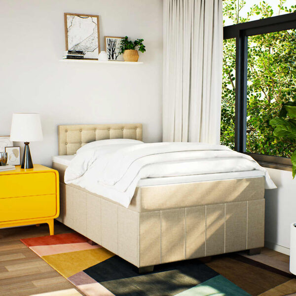 vidaXL Box spring postel s matrac&iacute; kr&eacute;mov&aacute; 120x190 cm textil